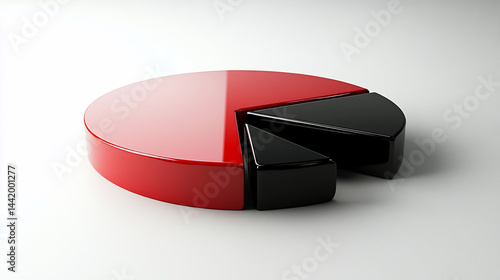 Obraz na płótnie 3D pie chart with red and black segments on white background. w salonie