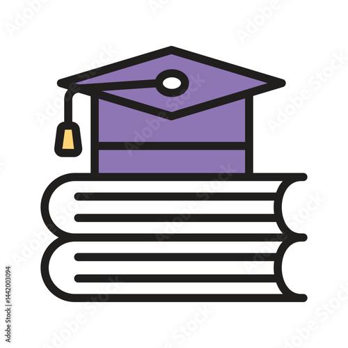 Have a look at this latest line icon graduation books with mortarboard