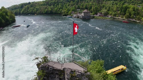 Drone flight around the Rhine Falls in Switzerland

