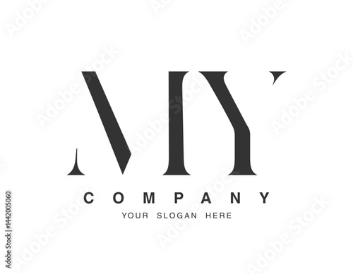 MY logo design. Initial letter m and y serif font style. Creative classic company name typography. Trendy logotype or identity.