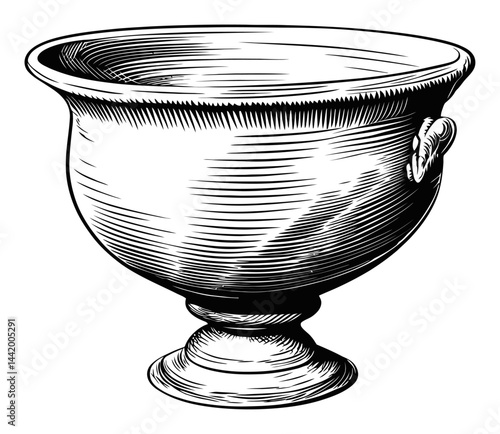 Detailed Engraving of a Classic Decorative Bowl Illustration