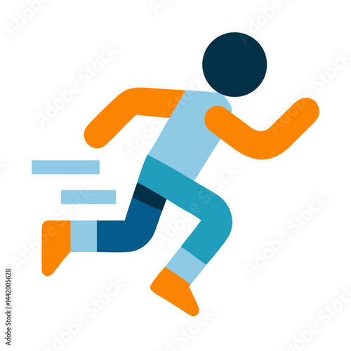 Athletic person running quickly in a colorful flat design  