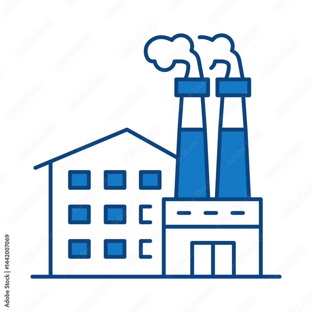 Fototapeta premium Buildings Line Editable Stroke Icon. Real Estate, City, Cityscape, House, Home, Apartment, Condominium, Hotel, Mall, Town, Architecture Buildings Icons Vector Illustration
