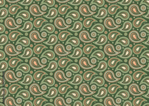 Arabic retro by curled print. Seamless pattern growth to persian tranquility. Tradition paisley on scrapbook stylish.