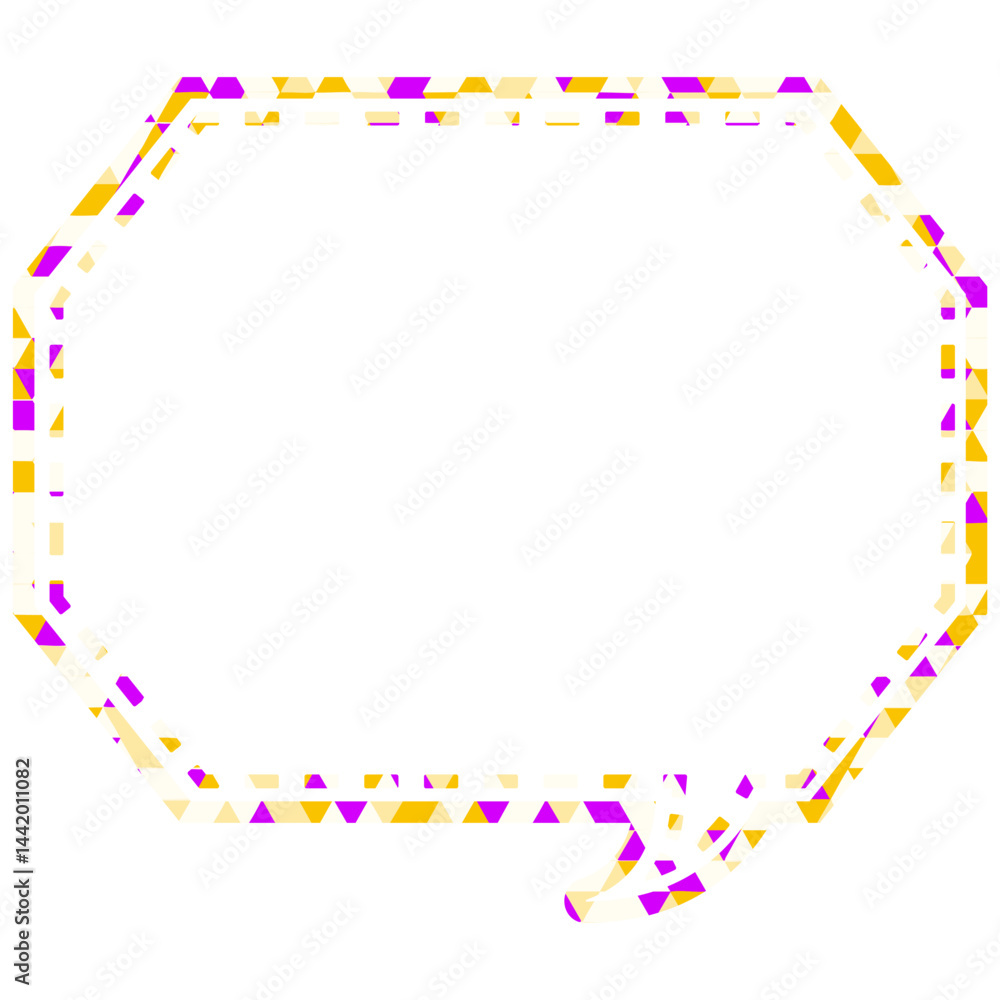 Fototapeta premium ステンドグラス風吹き出し 三角形模様 角のある八角形