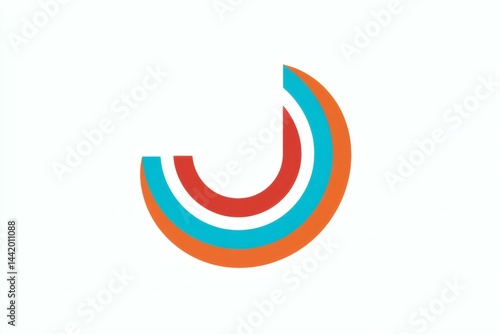 Free Download Colorful Semicircle Design with Orange, Blue and Red Stripes on a White Background - GFXLoad