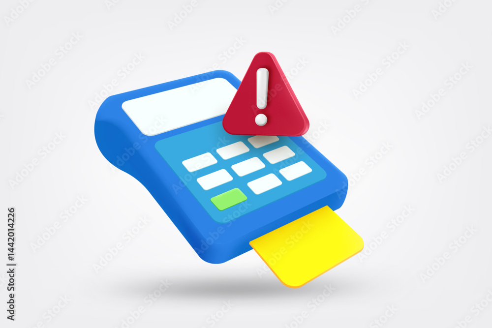 Payment with red exclamation sign. 3d vector illustration Payment with red exclamation sign. 3d vector illustration