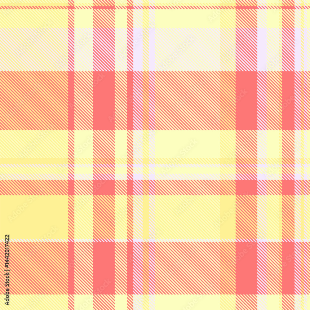 Soft pastel plaid pattern in yellow and coral. Ideal for textile design, fashion, websites, or springsummer projects. A cheerful, seamless texture evoking feelings of warmth and optimism. Soft pastel plaid pattern in yellow and coral. Ideal for textile design, fashion, websites, or springsummer projects. A cheerful, seamless texture evoking feelings of warmth and optimism.