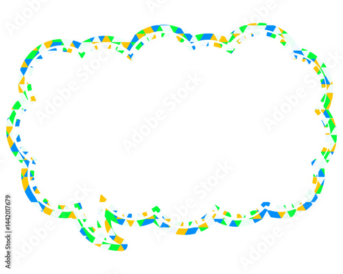 ステンドグラス風吹き出し　三角形模様　細長い雲形