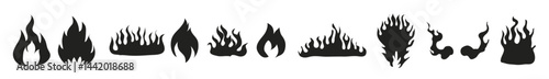 Fire flames, set vector icons