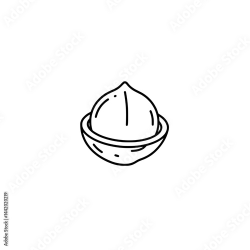 The macadamia nut icon, representing the concepts of healthy snacks and gourmet snacks