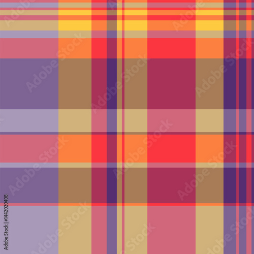 Ornament textile seamless plaid, fall fabric tartan vector. Rustic pattern background check texture in red and orange colors.