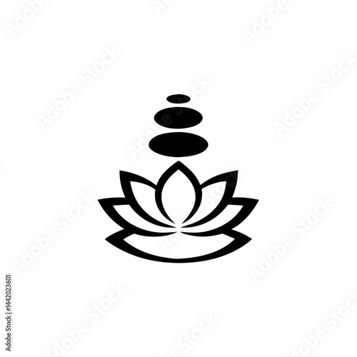 Spa Wellness Branding Logo Transparent Background Lotus Flower Balance Stones Soft Pastel Colors Minimalist Flat Vector Style for Yoga Meditation Business