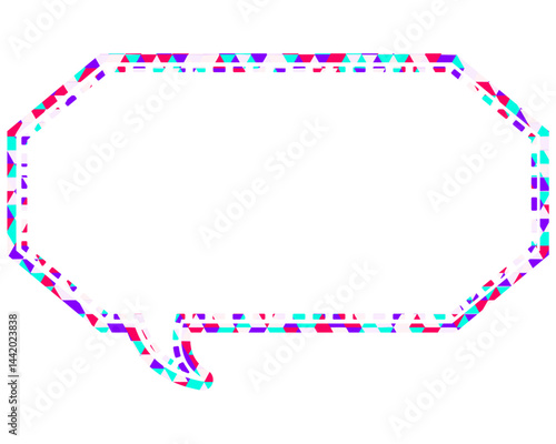 ステンドグラス風吹き出し　三角形模様　細長い八角形