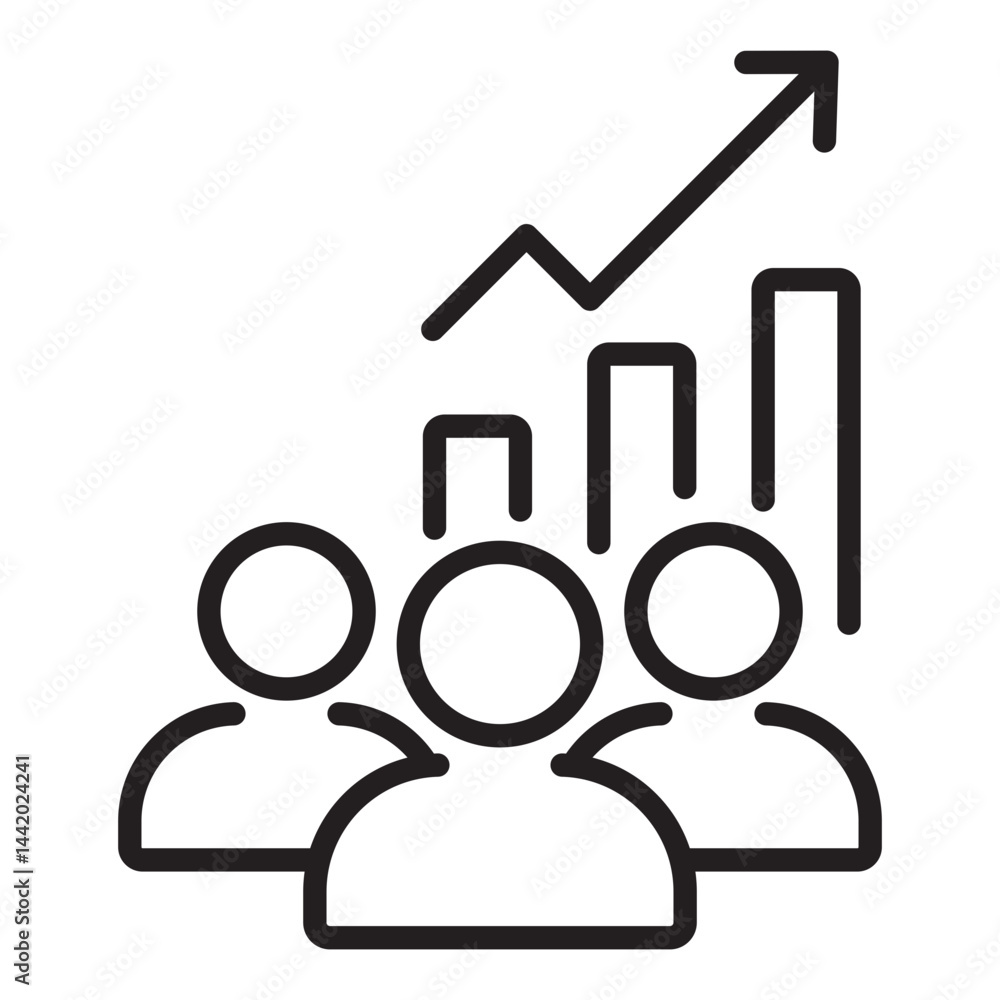 Teamwork and business growth outline icon
Teamwork and business growth outline icon