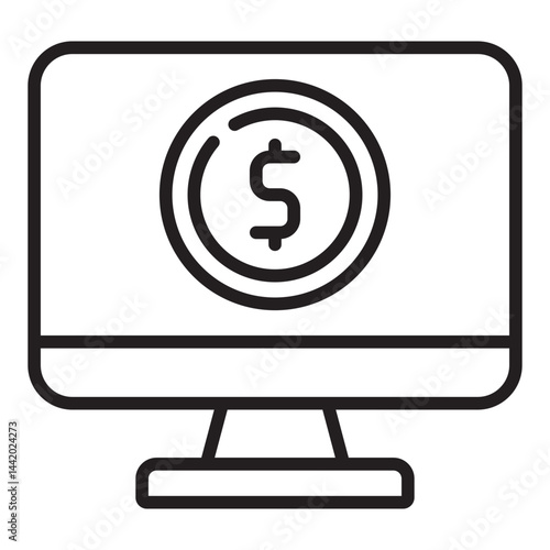 Online finance and money management outline icon	
 photo