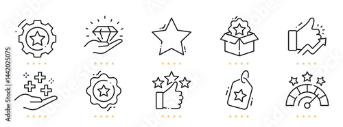 Benefits line icons. Editable stroke