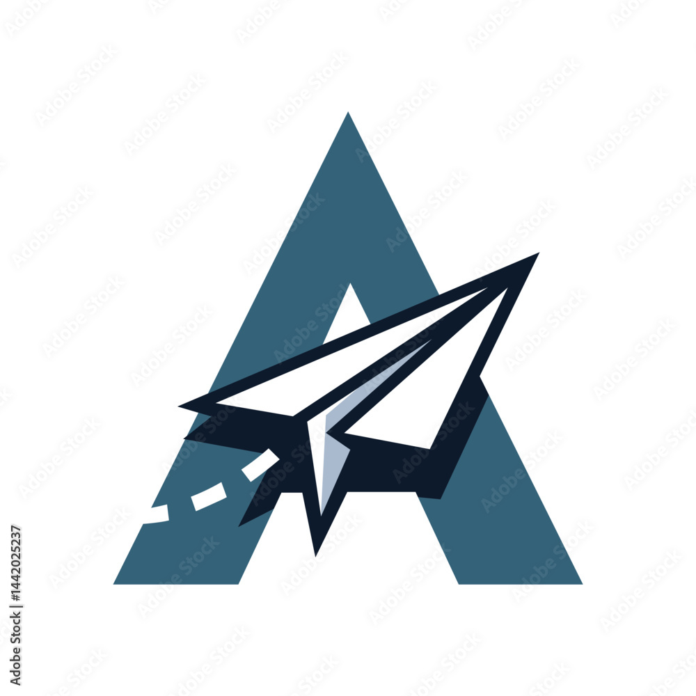 Letter A with Paper Airplane Logo Letter A with Paper Airplane Logo