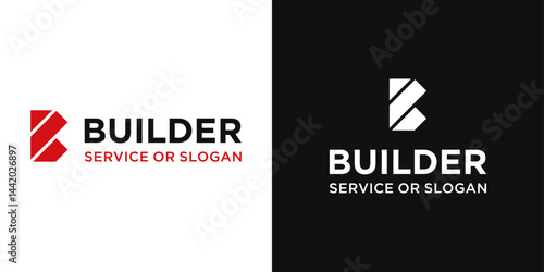 Minimalist B monogram logo. Construction-inspired letter design. Architectural vector symbol.