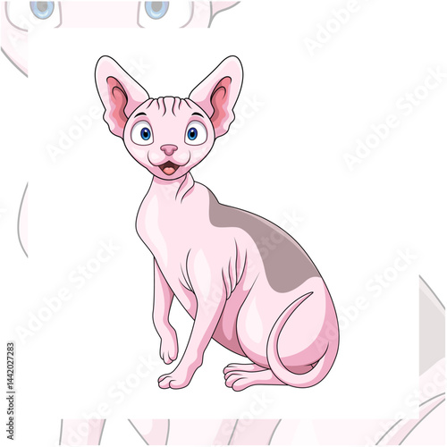 Cute sphinx cat cartoon on white background