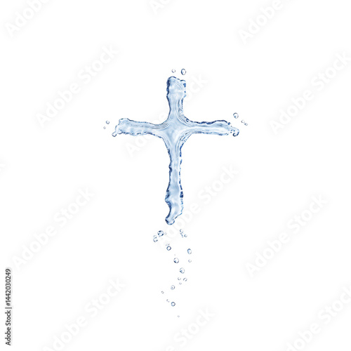 Water Cross Symbol on Black  for Spiritual Concepts Isolated on transparent background