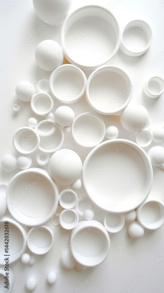 Overlapping white circles arranged in a repeating pattern creating a minimalist aesthetic suitable for various design applications Overlapping white circles arranged in a repeating pattern creating a minimalist aesthetic suitable for various design applications