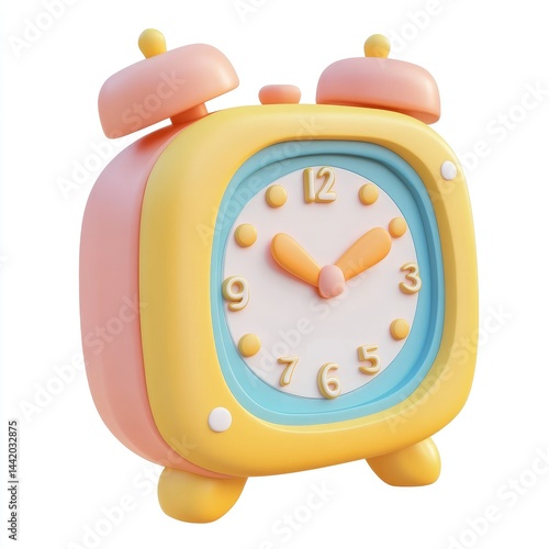 Cute pastel-colored alarm clock illustration.
