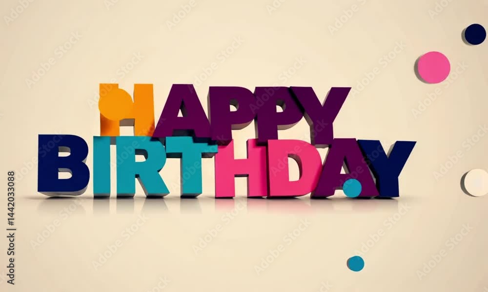 Colorful letters HAPPY BIRTHDAY text slow motion