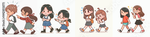 vector collection of a little boy persuading his angry friend
