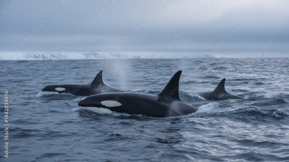 Fototapeta premium Orca Family in Antarctic Waters