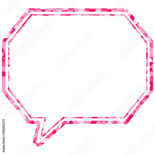 ステンドグラス風吹き出し　三角形模様　角のある八角形