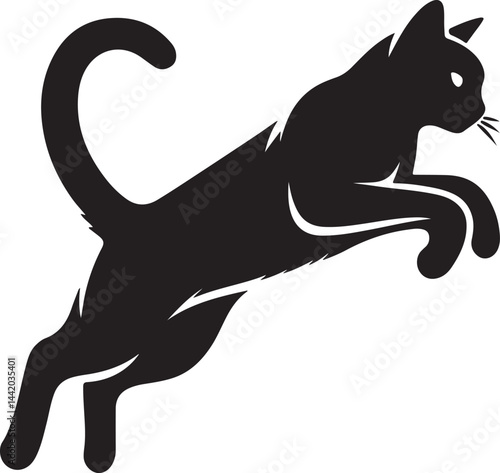 Playful Cat Jumping in Mid-Air – Dynamic Feline Action Pose