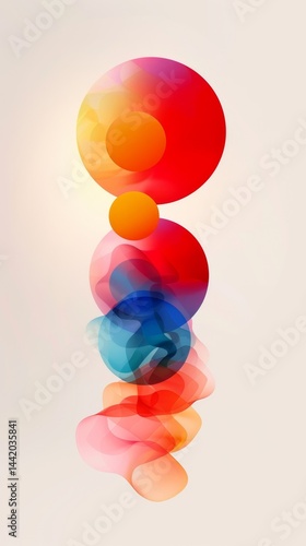 Dynamic abstract composition featuring overlapping circles in vibrant colors against a light background highlighting motion and depth