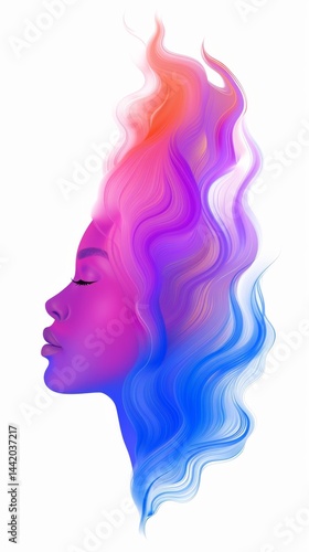 Minimalistic Virgo zodiac sign logo in vibrant colors featuring flowing hair design representing creativity and inspiration