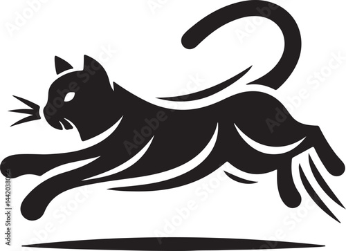 Playful Cat Jumping in Mid-Air – Dynamic Feline Action Pose