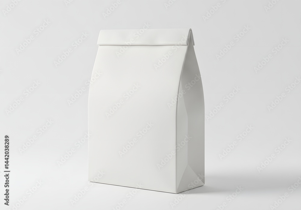 White Paper Bag Standing on White Background - Mockup White Paper Bag Standing on White Background - Mockup