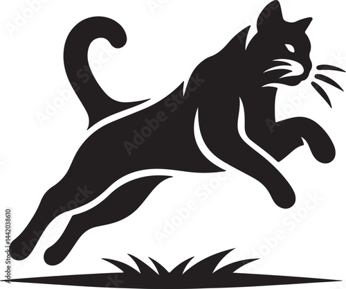 Playful Cat Jumping in Mid-Air – Dynamic Feline Action Pose