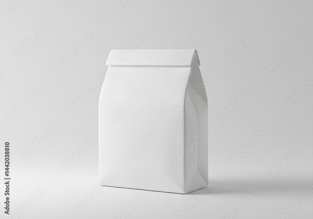 White Paper Bag Mockup Standing on Plain Background White Paper Bag Mockup Standing on Plain Background