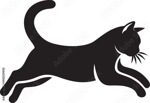 Playful Cat Jumping in Mid-Air – Dynamic Feline Action Pose
