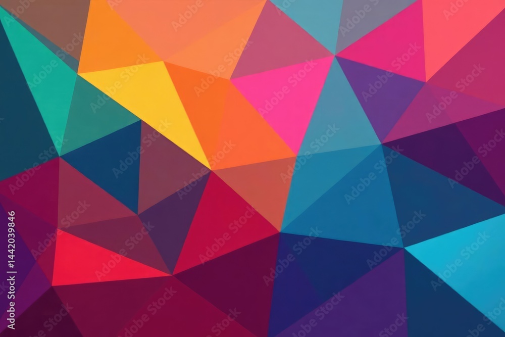 Fototapeta premium Geometric shapes forming abstract, colorful pattern, surface pattern design, illustration
