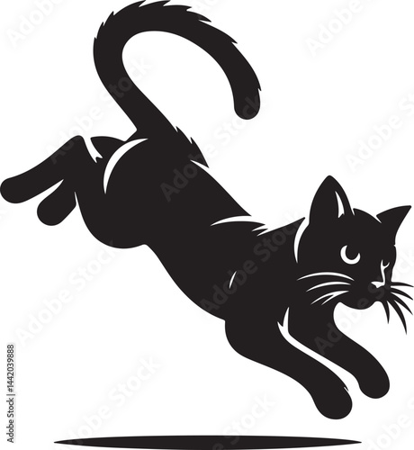 Playful Cat Jumping in Mid-Air – Dynamic Feline Action Pose
