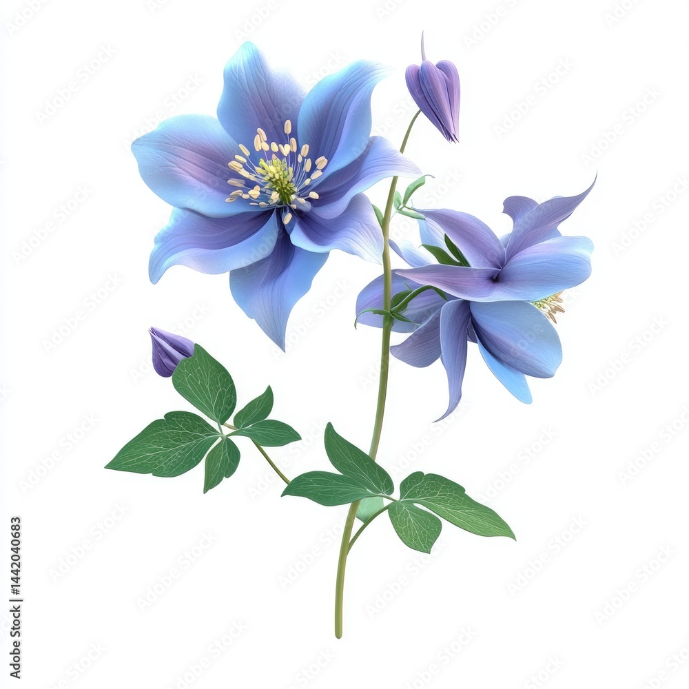 Vibrant periwinkle flower cluster with delicate leaves. Vibrant periwinkle flower cluster with delicate leaves.