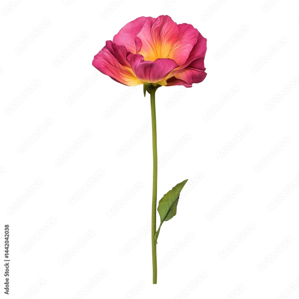 Beautiful Pink Flower with Yellow Center Isolated on White Isolated on transparent background Beautiful Pink Flower with Yellow Center Isolated on White Isolated on transparent background
