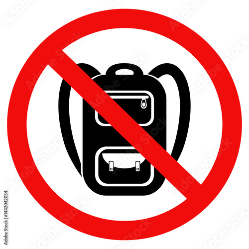 No backpack sign. No Carrying backpacks sign icon. for indoor security. Vector illustration design