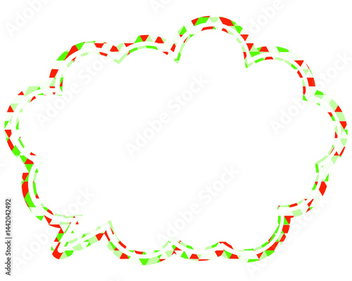 ステンドグラス風吹き出し　三角形模様　丸みのある雲形