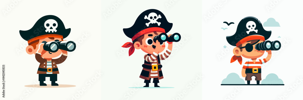 vector collection of cartoon little pirate kids vector collection of cartoon little pirate kids