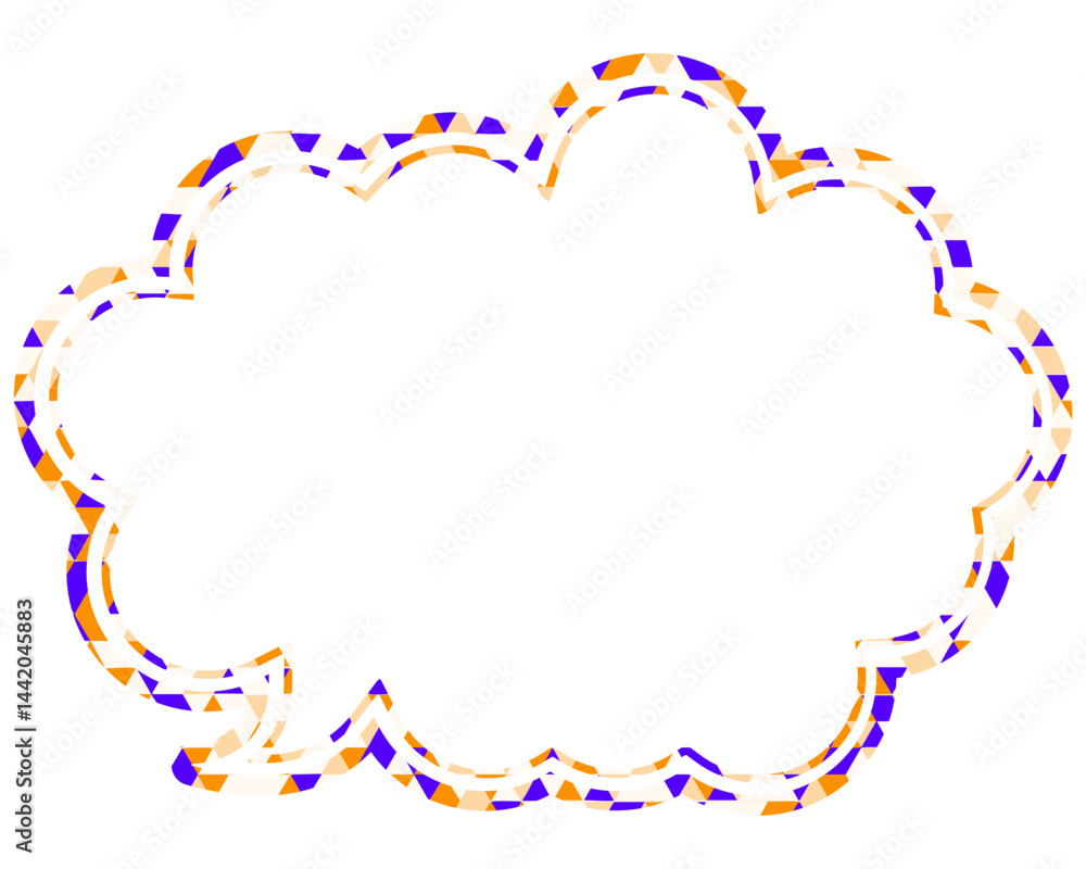 Fototapeta premium ステンドグラス風吹き出し 三角形模様 丸みのある雲形