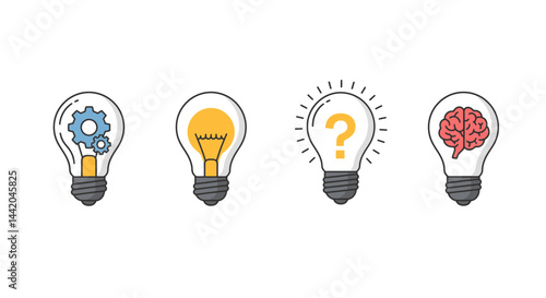 Conceptual light bulbs ignite innovative thoughts