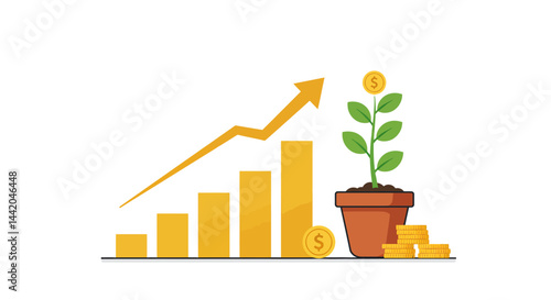 Flourishing financial growth rising success depicted