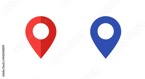 Location markers red and blue map pins